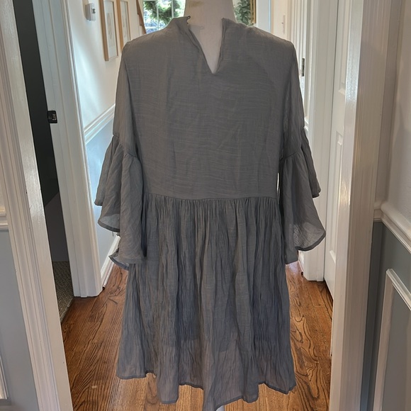 GREY EMBROIDERED DRESS WITH FLOWY SLEEVES - SIZE S - Picture 5 of 8